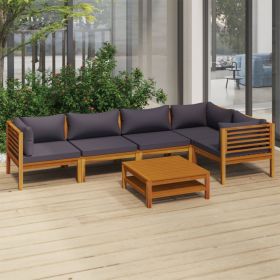 6 Piece Patio Lounge Set with Cushion Solid Acacia Wood