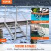 VEVOR Dock Ladder, Adjustable Height, 500 lbs Load Capacity, Aluminum Alloy Steps Pontoon Boat Ladder with Dual Handrails & Nonslip Rubber Mat, Ideal