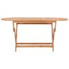 9 Piece Folding Patio Dining Set Solid Teak Wood